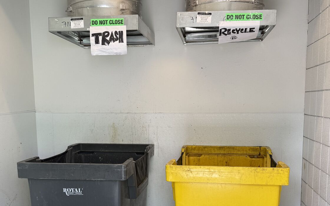 The same chute room with both carts emptied